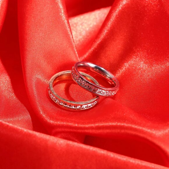 3/$35 Stainless Steel Gold Plated Eternity Band Ring Rhinestones Crystal Zircon - Picture 5 of 6